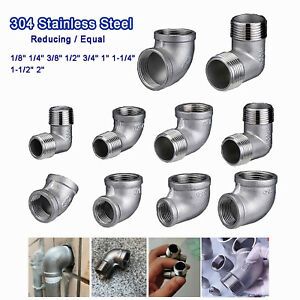 BSP Stainless Steel 304 Adaptors 45° 90° Elbow Pipe Fittings Reducing / Equal