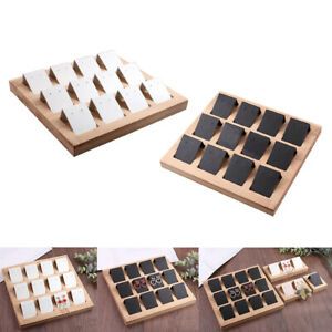 24Pcs DIY Handmade Paper Earring Holder Cards &amp; Bamboo Tray Display Showcase