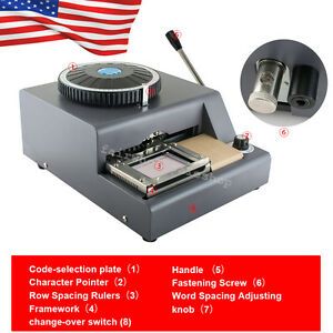 72-Character Letter Manual Embosser Credit ID VIP PVC Card Embossing Machine USA