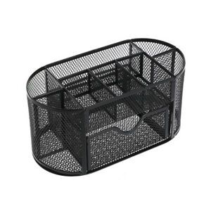 9 Grids Multifunction Desk Container Mesh Metal Pen Pencil Holder Stationery