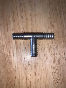 FOOD GRADE STAINLESS STEEL 3/8” x 3/8” x 3/8” BARB T TEE HOSE FITTING SPLICE