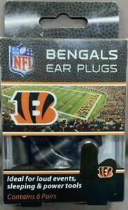 NFL Cincinnati Bengals Ear Plugs Contains 6 Pairs Noise Reduction 32 Decibels
