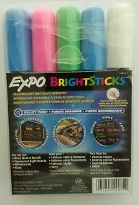 5 Expo Bright Sticks Flourescent Wet Erase Markers-Discounted