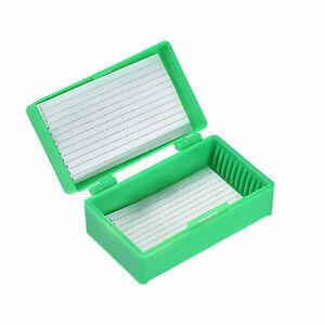 12 Place Slide Storage Box ABS Plastic Green Fit 75x25mm Standard Slides 2Pcs
