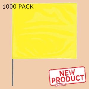 1000 PACK Marking Flag 30 Inch Vinyl Staff Material Steel Wire Solid Yellow NEW