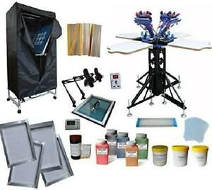 Techtongda 4 Color 4 Station Screen Printing Kit 4 Color Screen Printing Press K