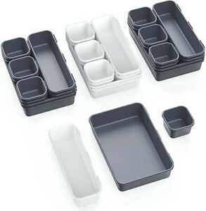 Drawer Organiser Trays Icnice 24PCS Interlocking Desk Drawer Organizer Assorted