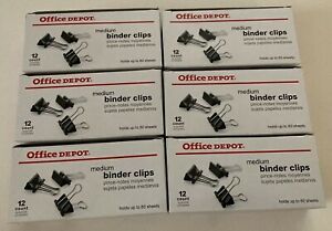 Office Depot medium binder clips ( 6 boxes/12 count, total 72 )