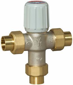 Honeywell Home AM100C-US-1LF Brass 1/2&#034; Union Sweat Thermostatic Mixing Valve