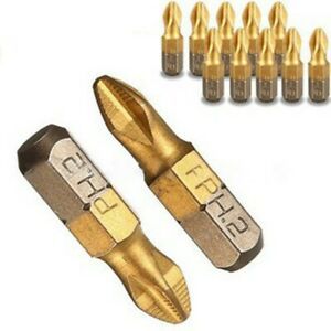S2 Titanium Coated 20pcs Screwdriver Bits 25mm 25mm Long 6.35mm Cross PH2