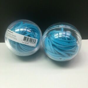 2- Office Depot Clear Plastic Balls of BLUE #32 Rubber Bands New &amp; Unopened