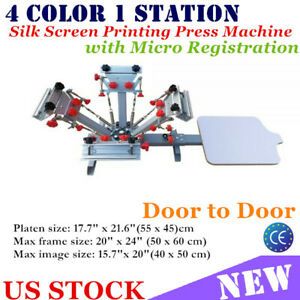 CALCA 4 Color 1 Station Screen Printing Press Machine with Micro Registration