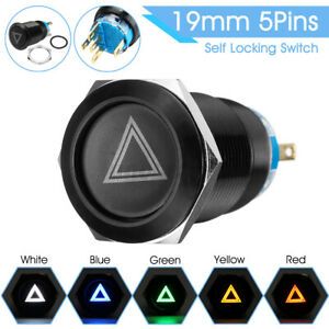 19mm 12V 1.59&#034; H LED Push Button On Off Hazard Warning Light Switch For Car  \
