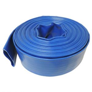 1 in. Dia x 50 ft. Blue 6 Bar Heavy-Duty Reinforced PVC Lay Flat Discharge and B