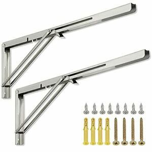 Wihxd 24inch Folding Shelf Brackets - 2Pcs Heavy Duty Stainless Steel 304 Col...