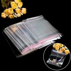 100pcs Resealable Poly Bag Transparent Opp Bag Plastic Adhesive Self Bags .