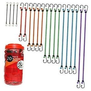 Premium Bungee Cords Heavy Duty - 20 Piece in Storage Jar Includes 10&#034;, 18&#034;,