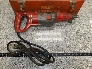 VINTAGE MILWAUKEE 5350 HEAVY DUTY ROTARY HAMMER DRILL, w CASE &amp; BITS, a-x