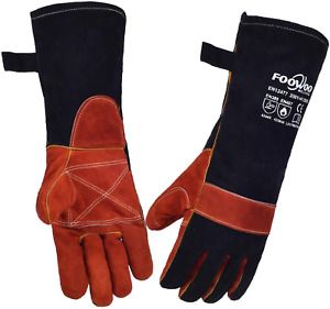 FOOWOO 16 inches Cowhide Leather Stick/MIG Welding Gloves with Long Sleeve, Heat