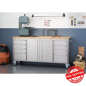 TRINITY 72&#034; Stainless Steel Rolling Workbench