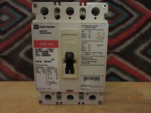 Cutler-Hammer,  Poles 3, 30 Amp, EHD 14k, Voltage Rating 480