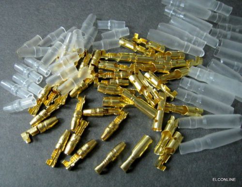 3.5mm Gold Bullet Connector Male &amp; Female Terminal + Cover x 40 Pcs #so7