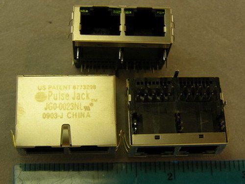 3 pulsejack jg0-0023nl 1x2port gigibit connector module for sale