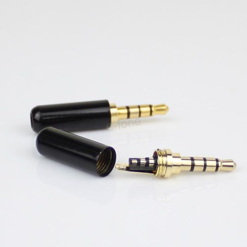 3.5mm 4 Pole Male Repair headphone Jack Plug Metal Audio Soldering Cover Black