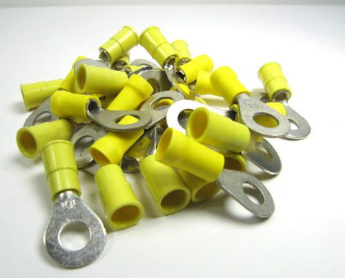 Insulated Ring Terminal, # 1/4&#034; stud, 12-10 AWG, Yellow, 30 pcs