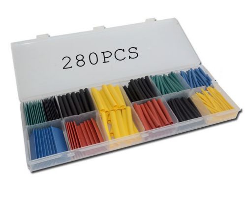 280pcs shrinkable tube ?1.0-?10.0 shrink tubing wire sleeve five colors set box for sale