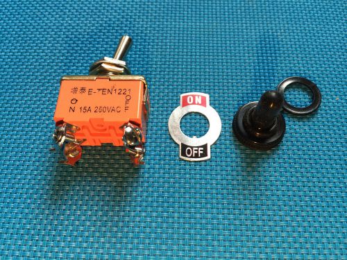 TOGGLE SWITCH WATERPROOF CAP 12mm DPST AC / DC 15A @ 250V MOTOR / MACHINERY