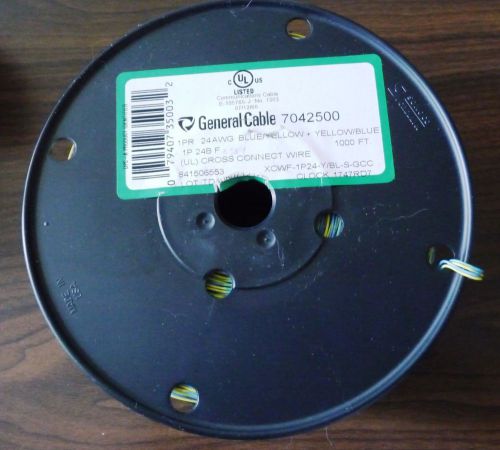 Cross connect wire, f, 1pr, 24awg blue/yellow  1000ft - general cable 7042500 for sale