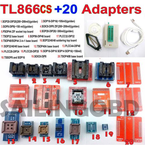 TL866CS programmer 20 adapters TL866 AVR Bios PLCC MCU Flash EPROM IC Programmer