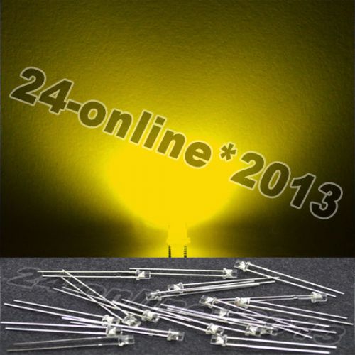 1000pcs 3mm yellow flat top 2pin waterclear wide angle plug-in led lamp beads for sale
