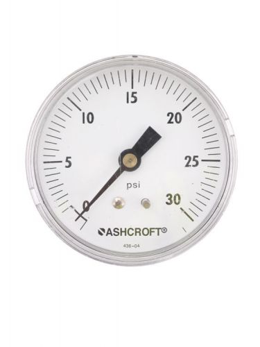 Ashcroft 2-1/2&#034; 0-30psi 1/4&#034;npt brass socket back mount pressure gauge gage 2.5&#034; for sale