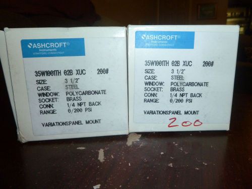 Lot (2) ashcroft 35w1001th 02b xuc   3 1/2&#034;  200 psi  1/4&#034; npt back for sale