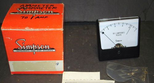 Vintage Simpson 0-1 DC Amperes Ammeter-NOS (A &amp; M 7834)