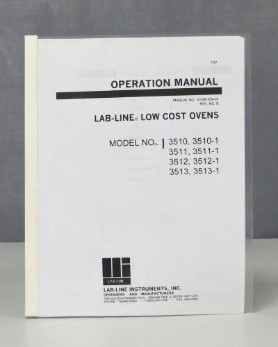 Lab-Line Ovens Models 3510/3510-1/3511/3511-1/3512/3512-1/3513 Operation Manual