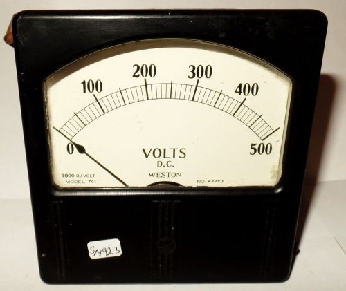 Weston dc square panel meter voltmeter volt meter 0-500 dc vdc for sale