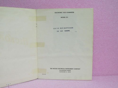 Hickok Manual 215 Electronic Volt-Ohmmeter Instruction Manual w/Schematic (1951)
