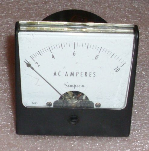 Simpson 0-10 A AC   Amperes Panel  Meter Tested