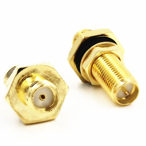 10 x sma female to rp-sma female plug with nut bulkhead rf adapter connector for sale