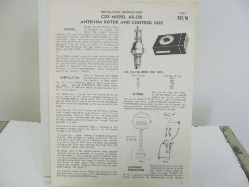 Cornell-Dubilier AR-22R  Antenna Rotor &amp; Control Box Installation Instructions