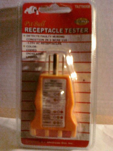 Pit bull receptacle tester 3 wire 110/125v ac plugs-color coded lights for sale