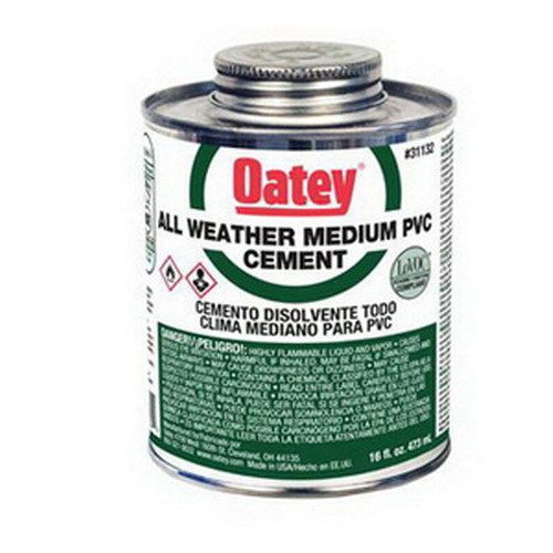 Oatey SCS 31132 Clear PVC All Weather Medium Cement, 16 oz Can