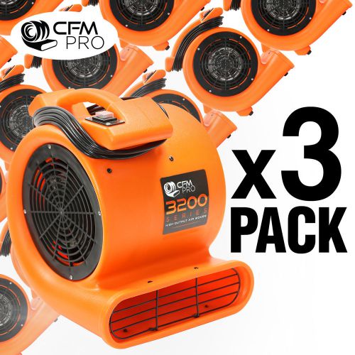CFM Pro 3200 Air Mover Carpet Dryer Blower Floor Drying Industrial Fan - 3 Pack