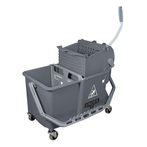Mop Bucket with Wringer, 4 gal., Gray COMSG