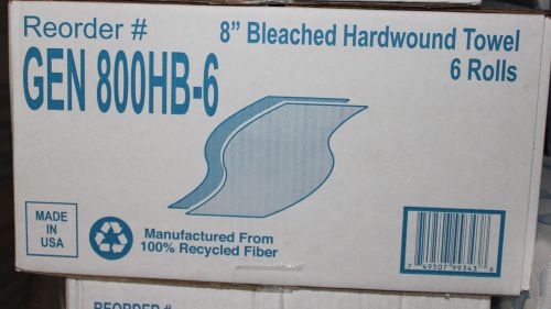 8&#034; Bleached Hardwound Towels 6 Rolls per case/ GEN 800HB-6