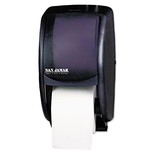 San Jamar Black Pearl Duett Standard Size Toilet Tissue Dispenser. Sold as Each