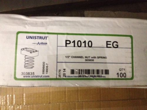(Box of 100) Unistrut P1010 EG 1/2&#034; Channel Nut with Regular Spring (NEW)